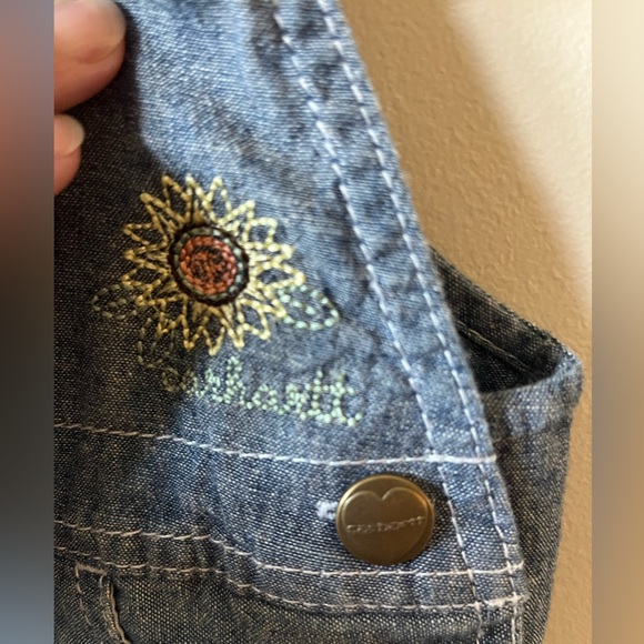 Carhartt little toddler girls denim cotton short bib overalls Size 3T - Picture 2 of 10